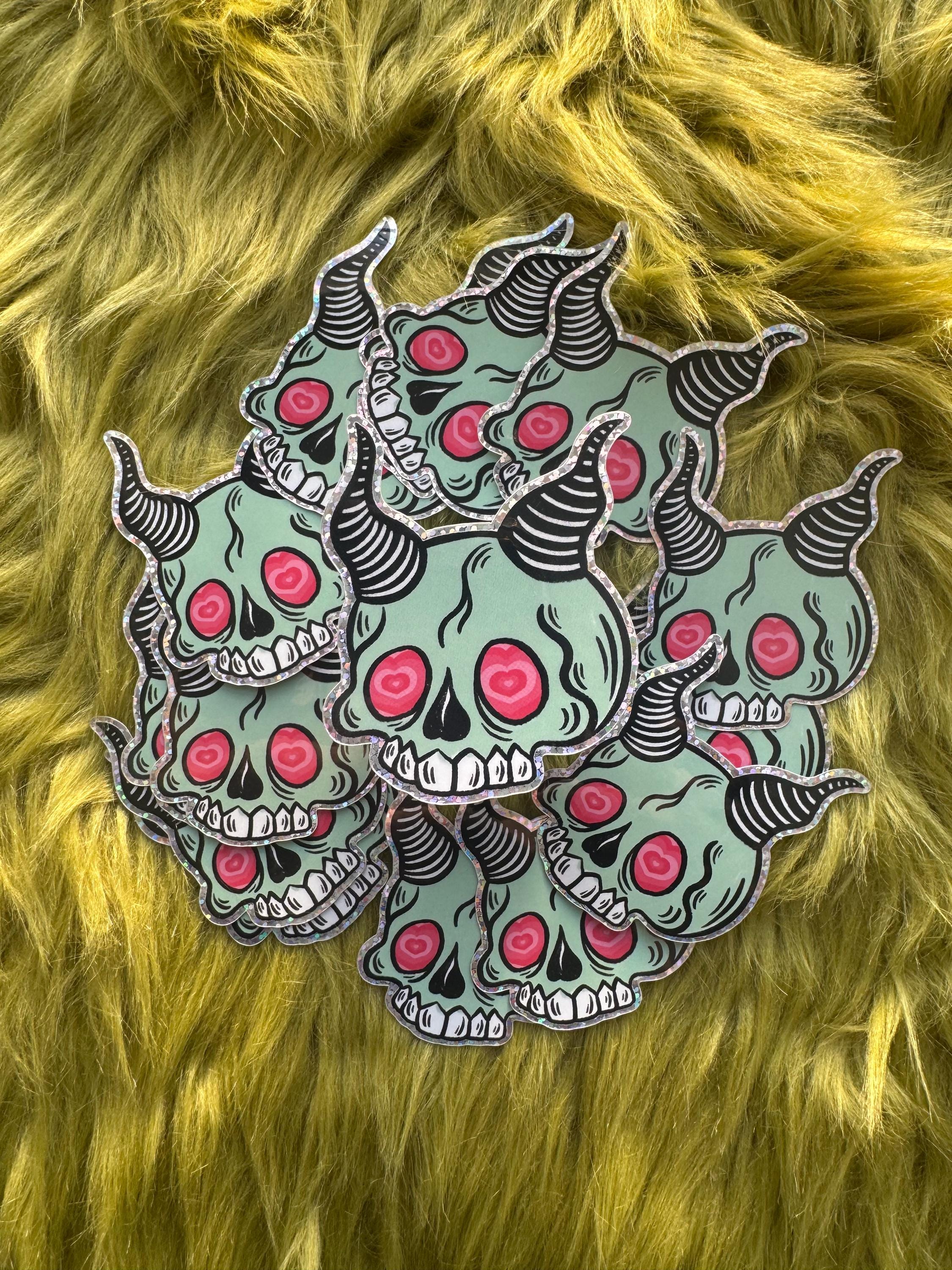 Glitter Skull Sticker