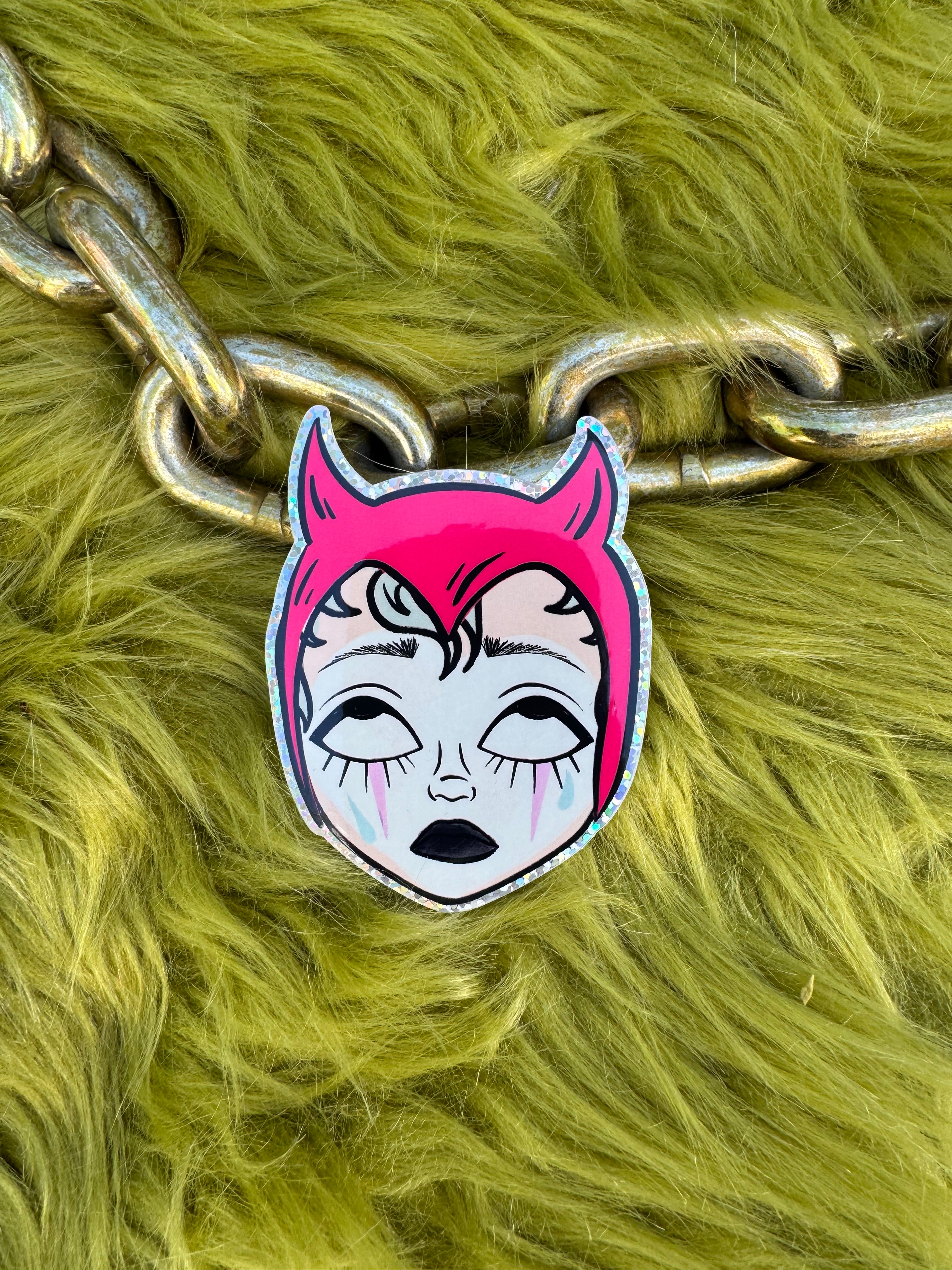 Clown Girl Pink Devil Hood Sticker
