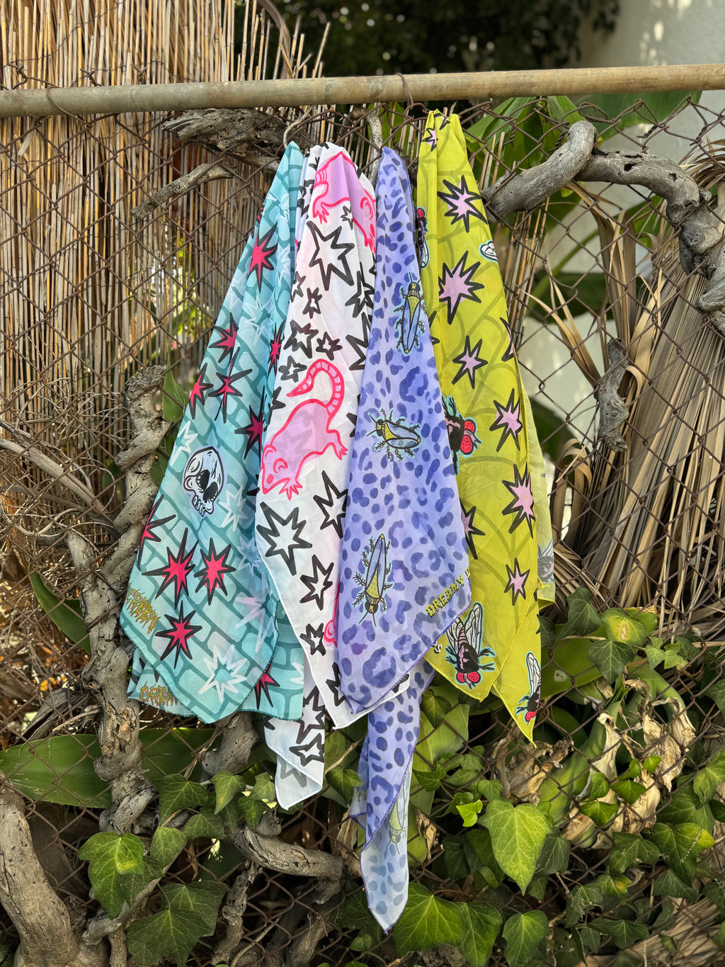 Roach & Leopard Print Chiffon Scarf