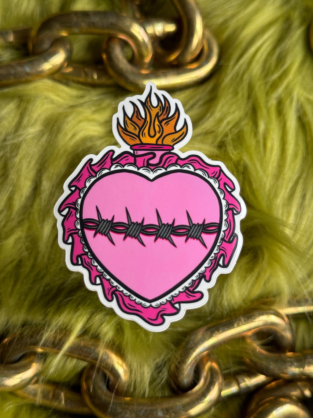 Sacred Barbwire Heart Tattoo Flash Sticker