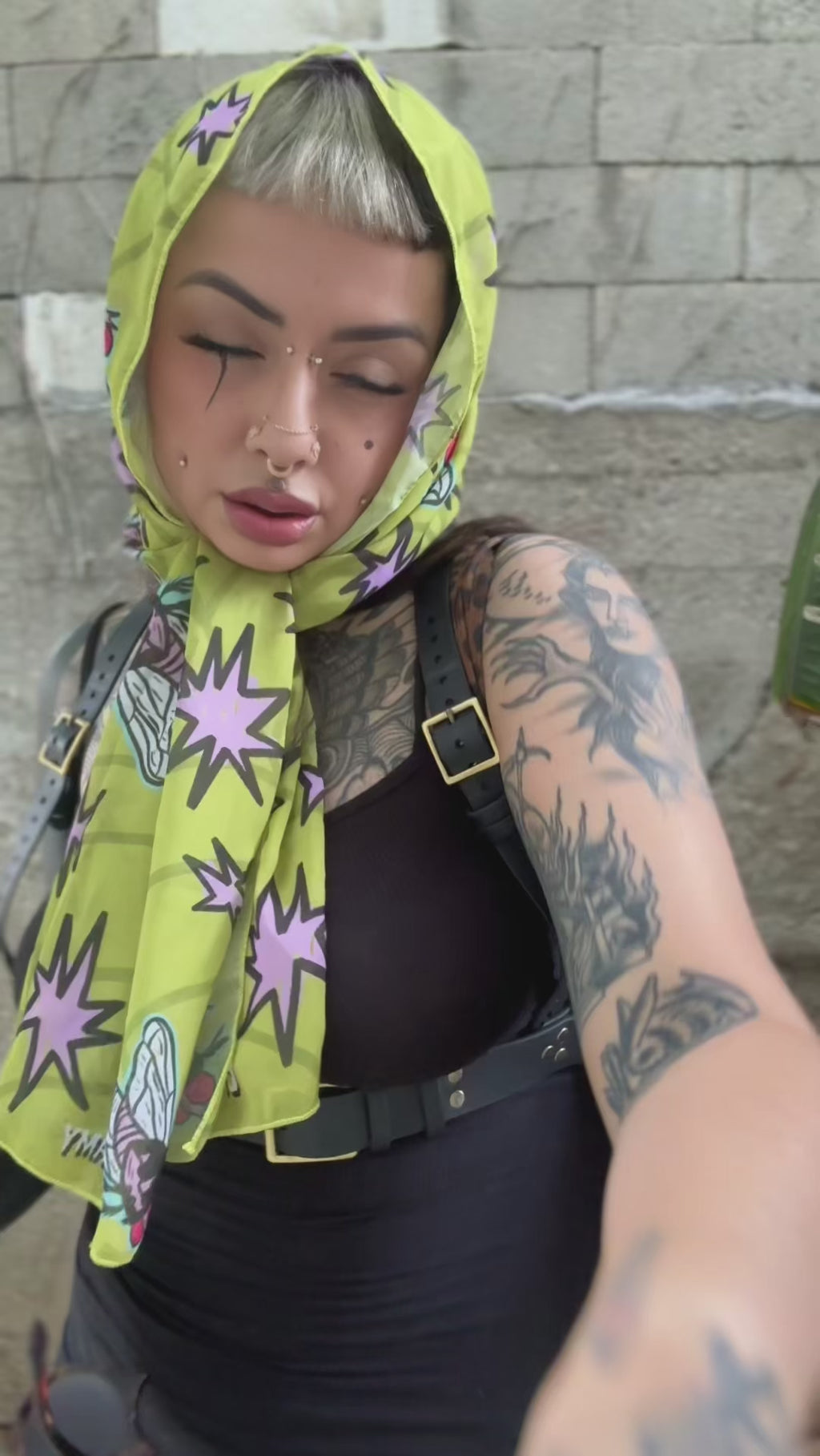 Roach & Leopard Print Chiffon Scarf